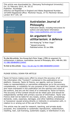 Australasian Journal of Philosophy An argument for utilitarianism: A
