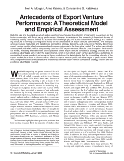 Antecedents of Export Venture Performance: A Theoretical Model