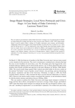 Image Repair Strategies, Local News Portrayals and Crisis Stage: A