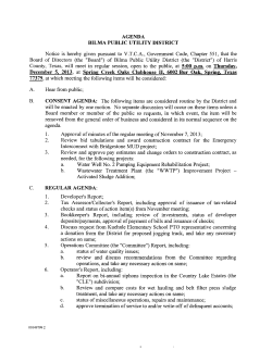 AGENDA BILMA PUBLIC UTILITY DISTRICT Notice is hereby given