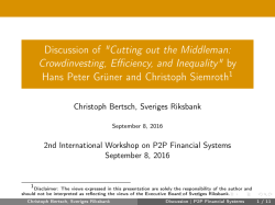 Discussion of "Cutting out the Middleman: Crowdinvesting