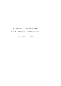 QUANTUM ELECTRODYNAMICS Gribov Lectures on Theoretical