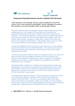 Employment Equality Decisions issued in Sept/Oct 2013 Reviewed