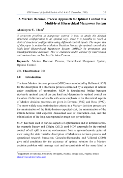 A Markov Decision Process Approach to Optimal Control of a Multi