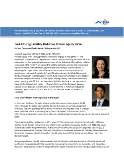 Post-Closing Liability Risks For Private Equity Firms