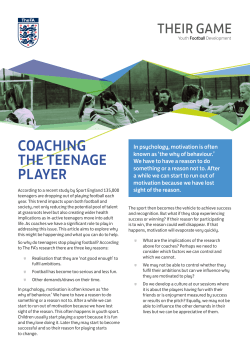 CoaChing the teenage Player