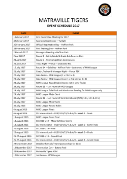 2017 Event Schedule - Matraville Tigers &ndash; Matraville Tigers