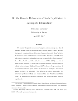 On the Generic Robustness of Nash Equilibrium to Incomplete