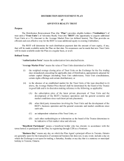 DISTRIBUTION REINVESTMENT PLAN of ADVENTUS REALTY