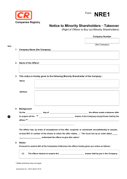 NRE1 - Notice to Minority Shareholders &ndash; Takeover