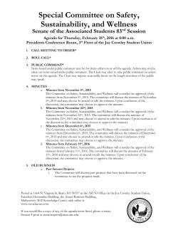 Special Committee on Safety, Sustainability, and Wellness