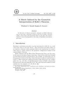 A Metric Induced by the Geometric Interpretation of Rolle`s Theorem
