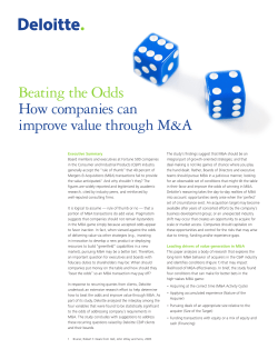 Beating the Odds How companies can improve value