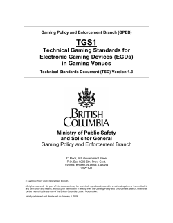 TGS1 - Technical Gaming Standards for Electronic Gaming Devices