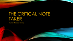 The Critical note taker - Student Counselling Centre