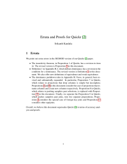 Errata and Proofs for Quickr [2]