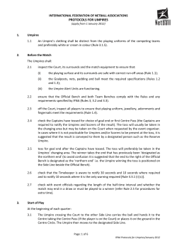 MATCH PROTOCOLS FOR UMPIRES