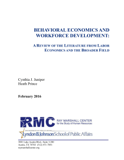 behavioral economics and workforce development