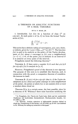A THEOREM ON ANALYTIC FUNCTIONS OF A REAL VARIABLE