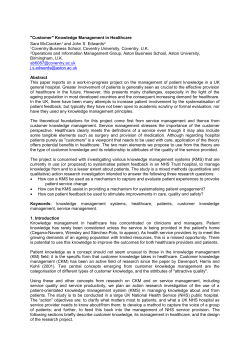 "Customer" Knowledge Management in Healthcare