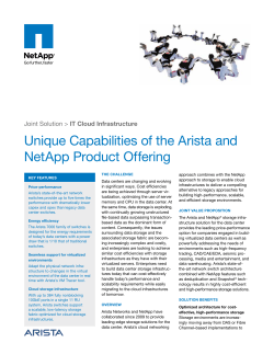 Unique Capabilities of the Arista and NetApp