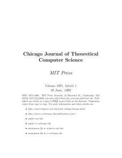 Chicago Journal of Theoretical Computer Science 1995