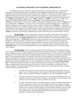 acknowledgement of further agreements