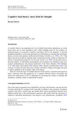 Cognitive load theory: more food for thought