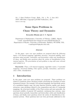 Some Open Problems in Chaos Theory and Dynamics 1 Introduction