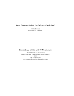 Does German Satisfy the Subject Condition?
