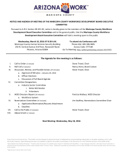 The Agenda for the meeting is as follows