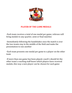 PLAYER OF THE GAME MEDALS -‐Each team receives a total of