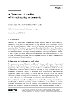 A Discussion of the Use of Virtual Reality in Dementia