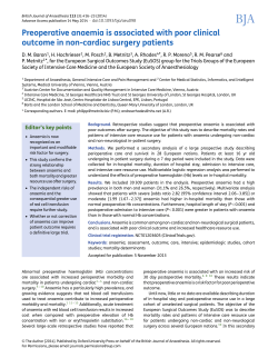 Preoperative anaemia is associated with poor clinical outcome in