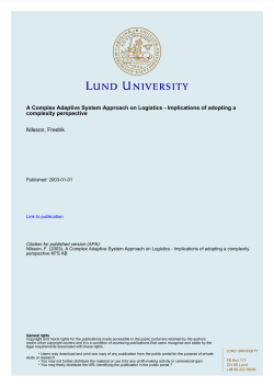 A Complex Adaptive System Approach on Logistics