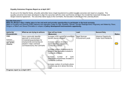 Equality Outcomes Progress Report as at April 2017 As set out in the