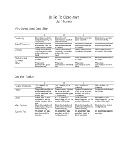 Tic-Tac-Toe Choice Board Unit 1 Rubrics