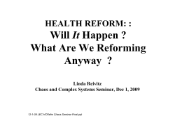 HEALTH CARE REFORM