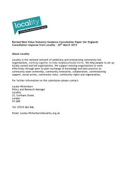 Revised Best Value Statutory Guidance Consultation Paper