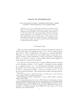 CHAOS ON HYPERSPACES 1. Introduction There are many