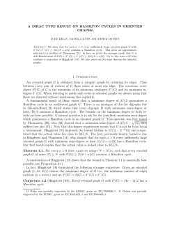 A DIRAC TYPE RESULT ON HAMILTON CYCLES IN ORIENTED