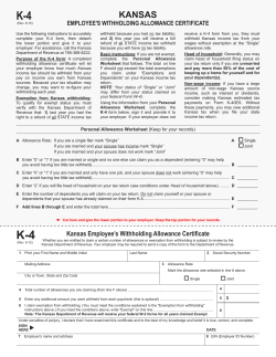 K-4 Withholding form - Kansas Department of Revenue