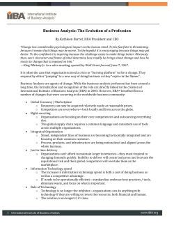 Business Analysis: The Evolution of a Profession