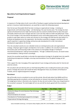 Business Plan Organisational Support Grant