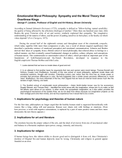 Emotionalist Moral Philosophy: Sympathy and the Moral Theory that