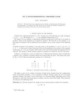 ON A MULTI-DIMENSIONAL CHECKERS GAME 1. Formulation of