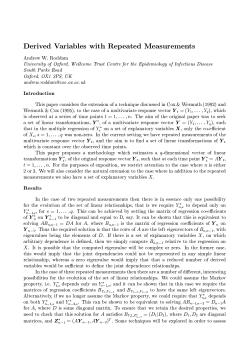Derived Variables with Repeated Measurements