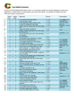 Core Beliefs Inventory - Corner Canyon Counseling