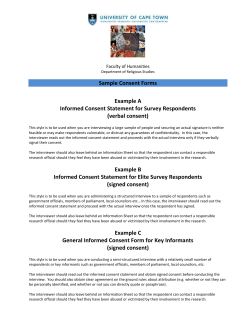 Ethics Sample Consent Forms - for participants