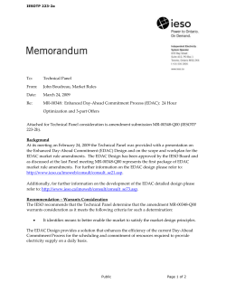IESOTP 223-2a To: Technical Panel From: John Boudreau, Market